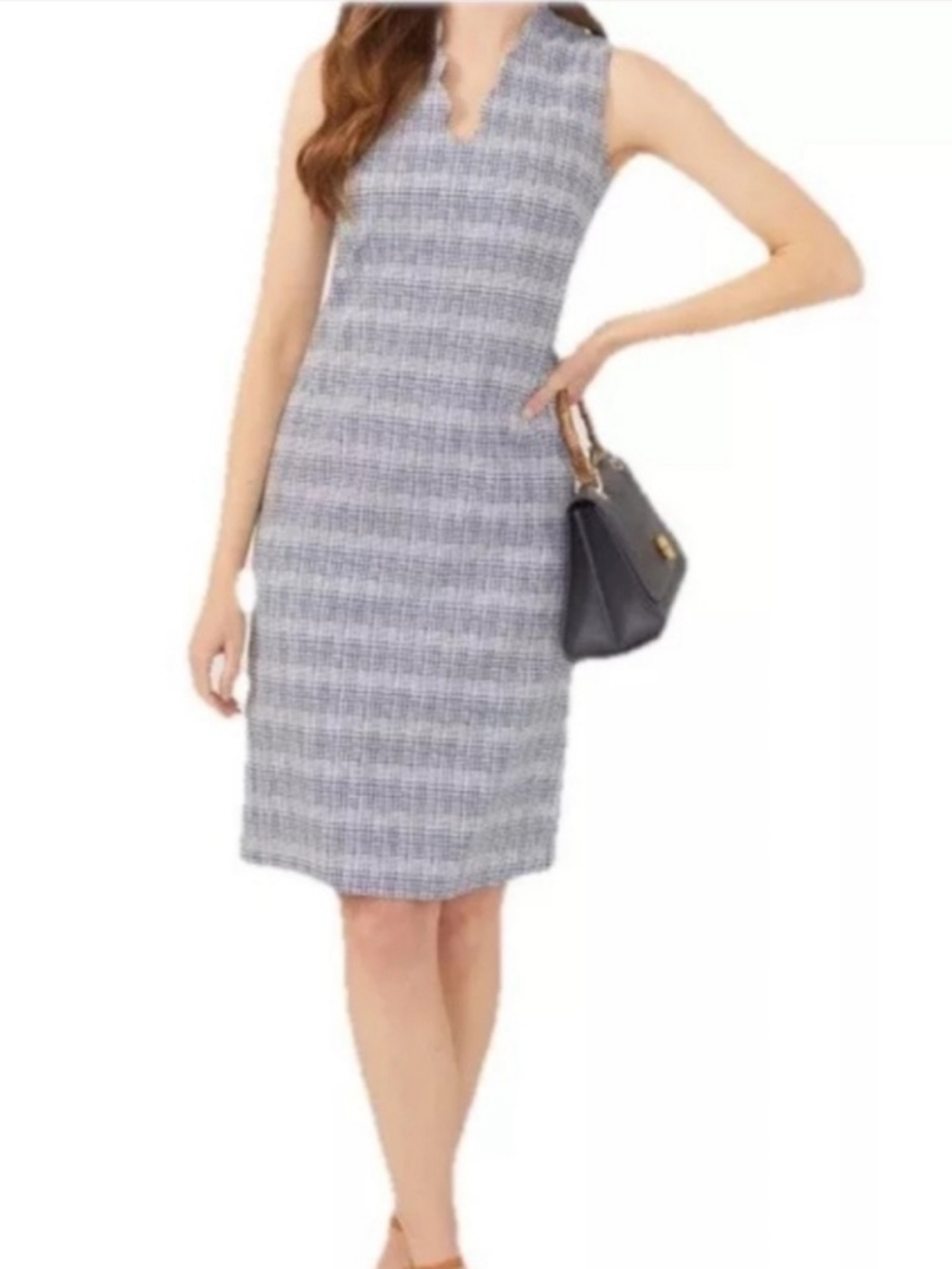 NWT‎ J.McLaughlin Vilma Mod Print Scalloped V-Neck Sleeveless Sheath Dress Sz 8